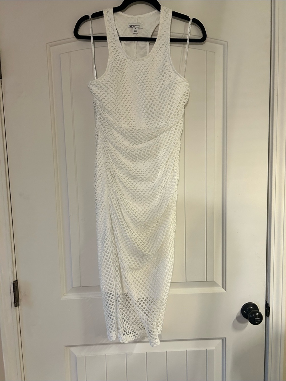 Bar III White Sleeveless Textured Midi Dress